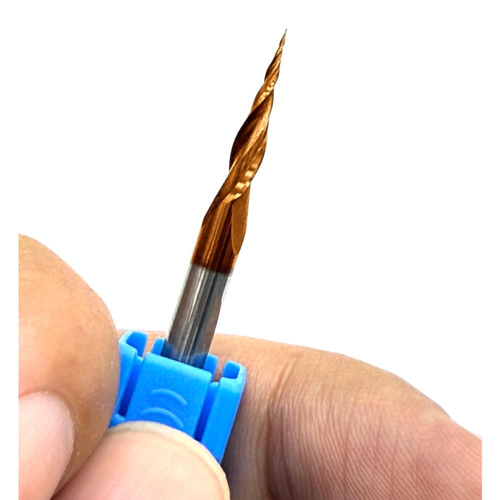 2pcs/pack High quality and long Life Coated 2D and 3D Carving 5.66 Deg Tapered Angle Ball Nose 0.1mm Radius 1/8” D x x 15mm cutting length x 1/8 SHK x 1-1/2 Inch Long x 2 Flute Router Bit for solid wood mdf Particle board plywood